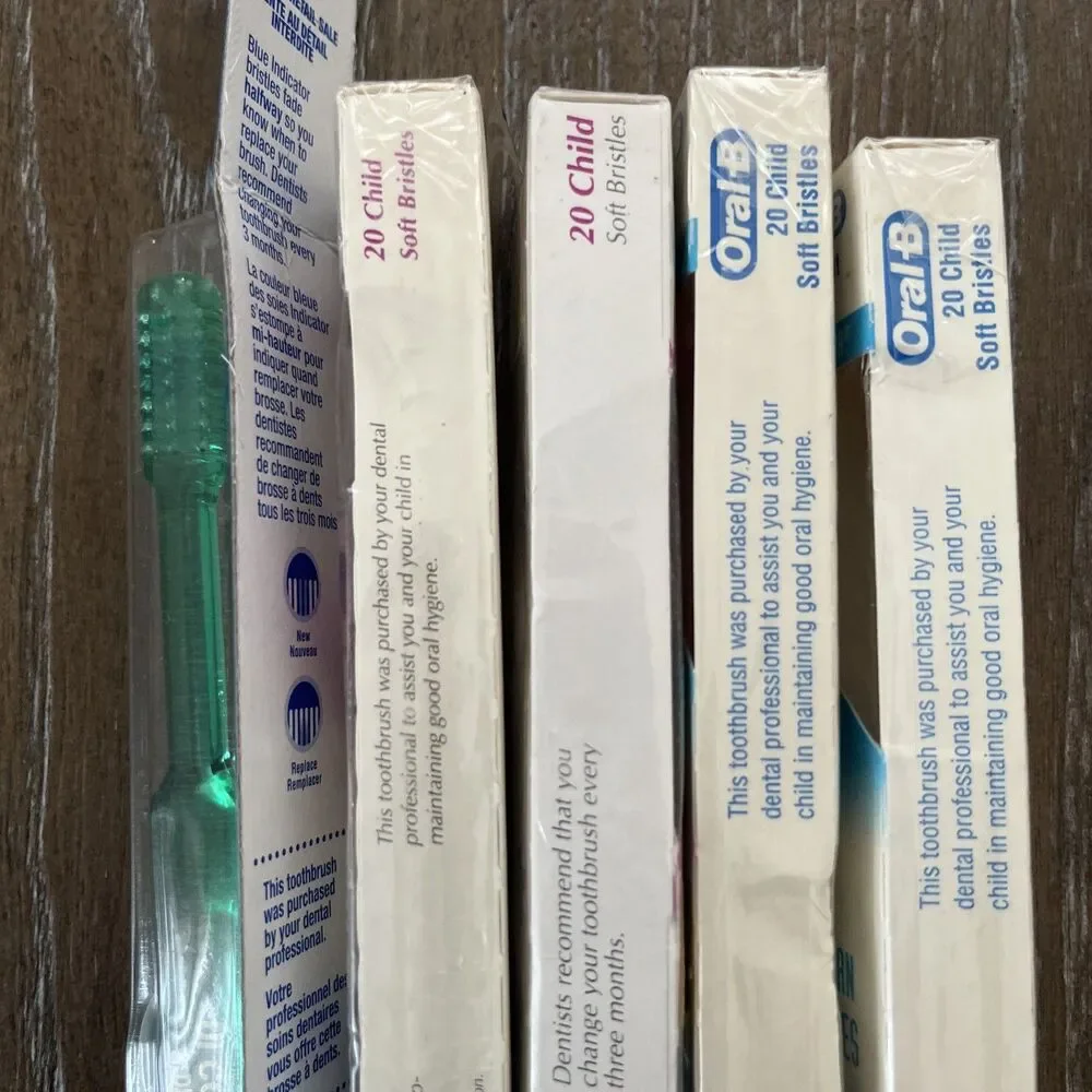 5 VTG Oral-B 20 Child Soft Straight Toothbrushes Dental Indicator - TEACH KIDS